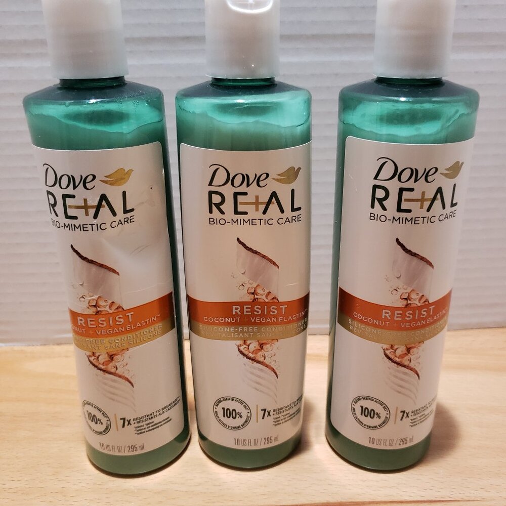 Dove RE+AL Bio-Mimetic Care Resist‎ Coconut Conditioner 10 oz (lot of 3)